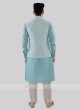 Attractive Sky Blue Color Nehru Jacket Suit